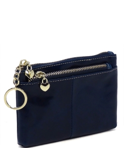 Genuine Leather Coin Purse Wallet J00008 BLUE